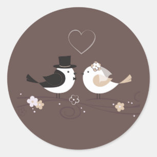 20 - 1.5 Envelope Seal Wedding Birds Bride Groom