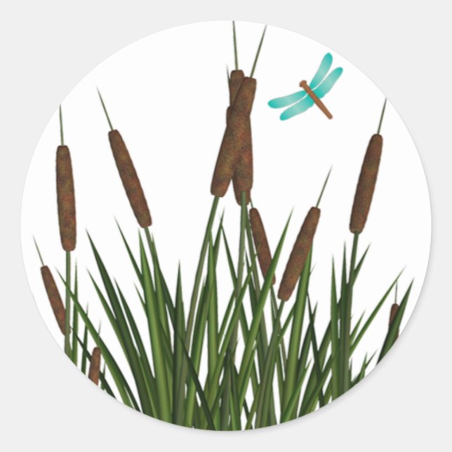 20 - 1.5" Envelope Sticker Cattail/Dragonfly in Co (Front)