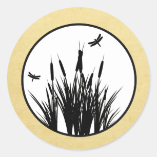 20 - 1.5" Envelope Sticker Cattail/Dragonfly Silho