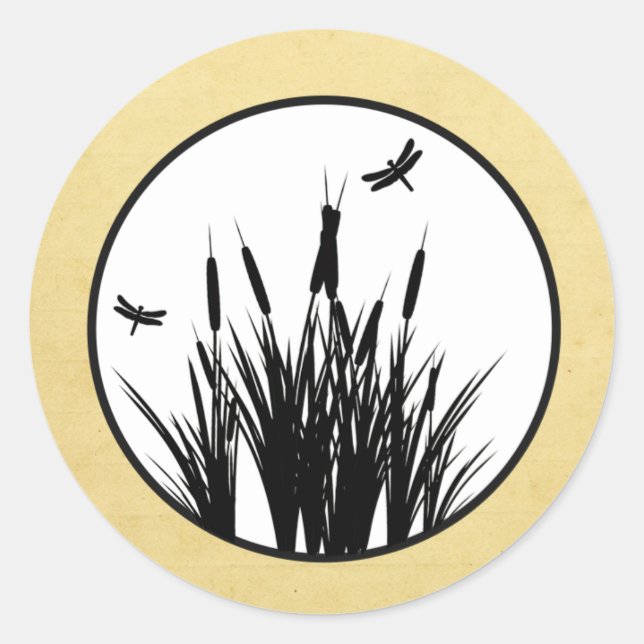 20 - 1.5" Envelope Sticker Cattail/Dragonfly Silho (Front)
