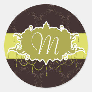 20 - 1.5" Envelope Sticker Light/Olive Green Chand