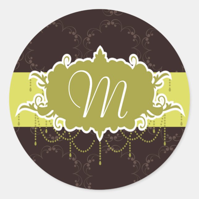 20 - 1.5" Envelope Sticker Light/Olive Green Chand (Front)