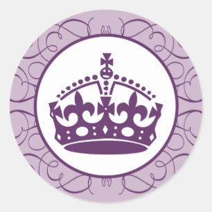 20 - 1.5" Envelope Sticker Royal Purple Crown/Swir