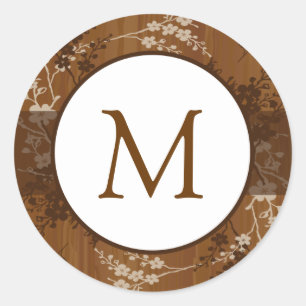 20 - 1.5" Envelope Sticker Wooden Plank Floral Wed