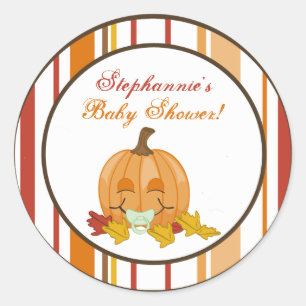 20 - 1.5" Favour Stickers Autumn Fall Pumpkin Bab