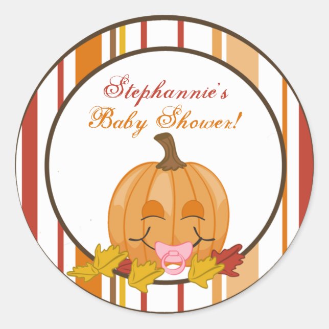 20 - 1.5"  Favour Stickers Autumn Fall Pumpkin Bab (Front)