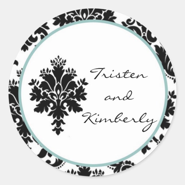 20 - 1.5"  Favour Stickers Black Damask (Front)