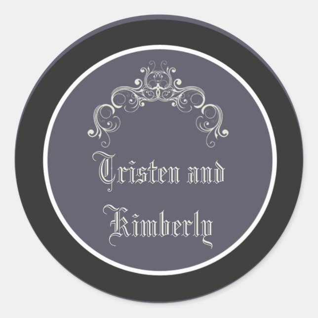 20 - 1.5"  Favour Stickers Black Tie Affair Grey E (Front)