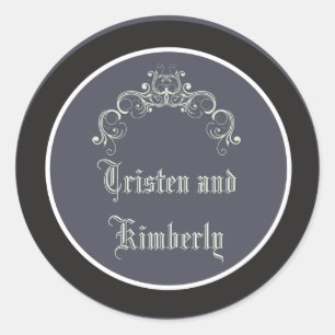 20 - 1.5"  Favour Stickers Black Tie Affair Grey E