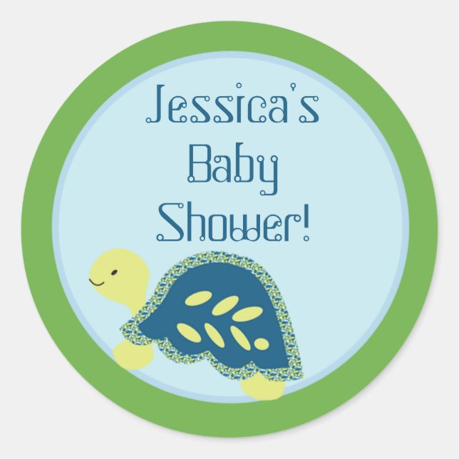 20 - 1.5"  Favour Stickers Blue Sea Turtles (Front)