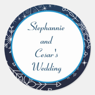 20 - 1.5" Favour Stickers Blue Stars and Snowflake