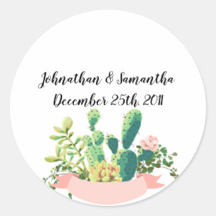 20 - 1.5"  Favour Stickers Bohemian Cactus Succule