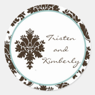 20 - 1.5"  Favour Stickers Brown Damask