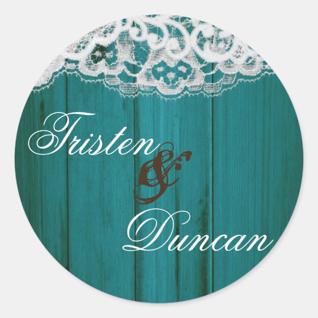 20 - 1.5"  Favour Stickers Distrissed Teal Wood La (Front)