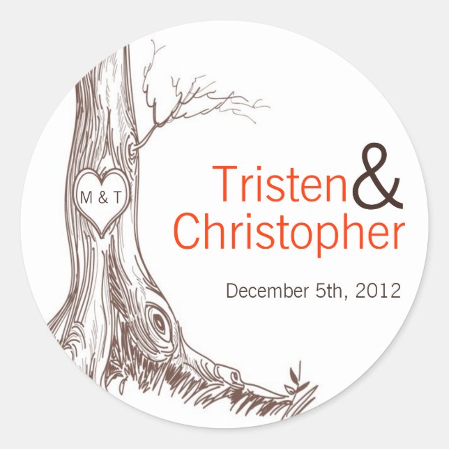 20 - 1.5"  Favour Stickers Fall Tree Initial Carvi (Front)