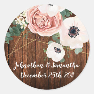 20 - 1.5" Favour Stickers Geometric Garden Rose