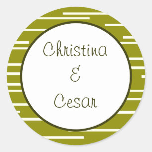 20 - 1.5" Favour Stickers Green Pear Fruit Stripes