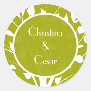 20 - 1.5" Favour Stickers Modern Green/White Trees