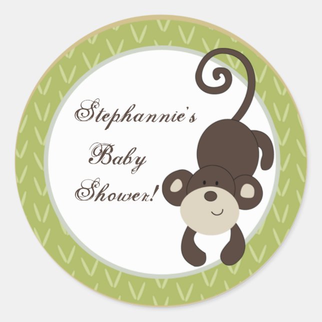 20 - 1.5"  Favour Stickers Monkey Time Zoo Animal (Front)