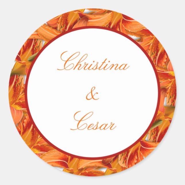 20 - 1.5" Favour Stickers Orange Tiger Lilly w/Str (Front)