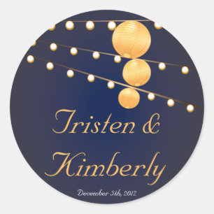 20 - 1.5" Favour Stickers Paper Lanterns on Blue