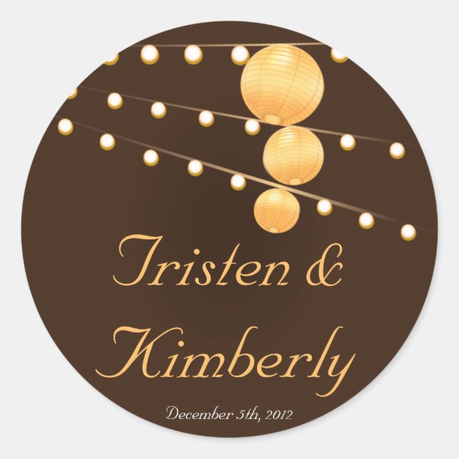 20 - 1.5"  Favour Stickers Paper Lanterns on Brown (Front)