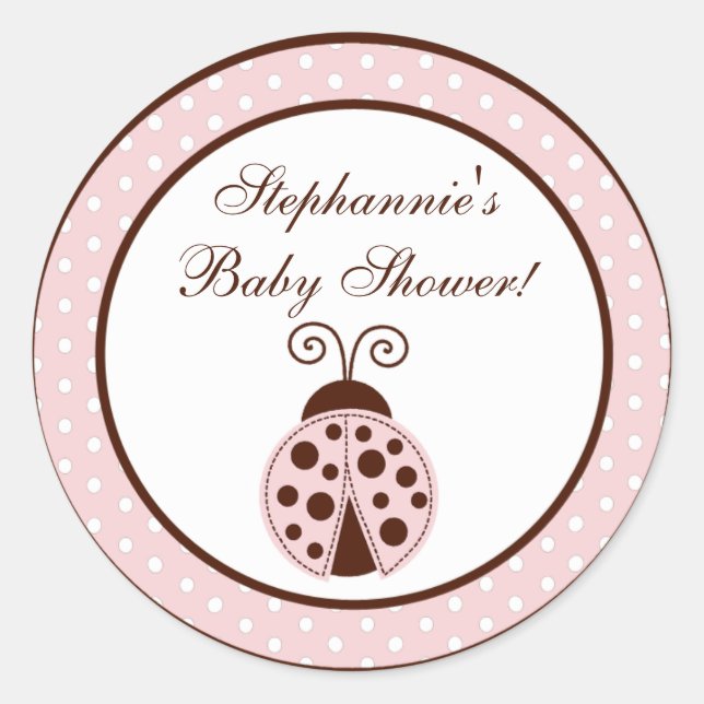 20 - 1.5"  Favour Stickers Pink Ladybug (Front)