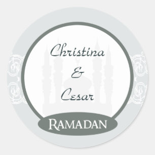 20 - 1.5" Favour Stickers Soft Blue Islamic Ramada
