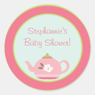 20 - 1.5" Favour Stickers Tea Party Pink Pastel