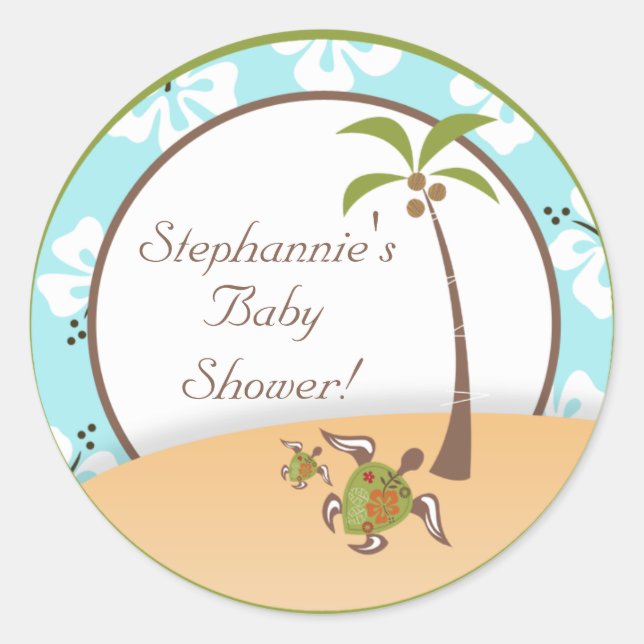 20 - 1.5"  Favour Stickers Tropical Turtle Mama (Front)