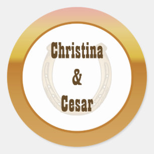 20 - 1.5" Favour Stickers Wagon Wheel/Horse Shoe S