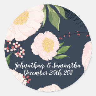 20 - 1.5" Favour Stickers White Floral Flowers on