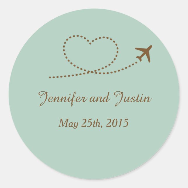 20 - 1.5 Inch Envelope Seal Blue Aeroplane Heart (Front)