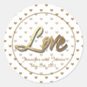 20 - 1.5 Inch Envelope Seal Gold Love Hearts