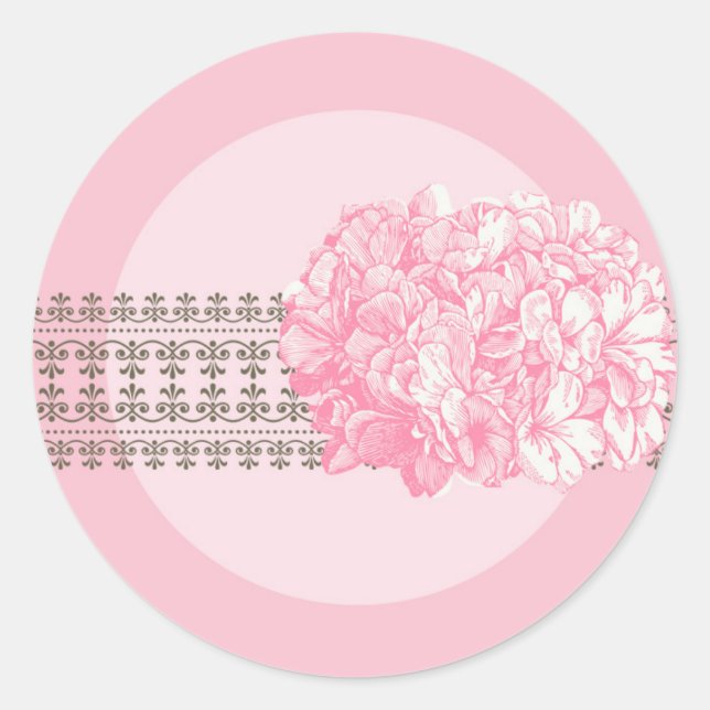 20 - 1.5 Inch Envelope Seals Pink Hydrangea (Front)
