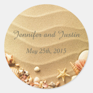 20 - 1.5 Inch Envelope Seals Seashell Beach Sand