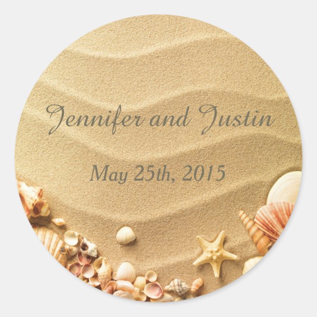 20 - 1.5 Inch Envelope Seals Seashell Beach Sand (Front)