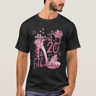 20 And Fabulous Floral Butterflies High Heels 20th T-Shirt