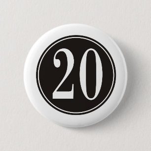 #20 Black Circle (front) 6 Cm Round Badge