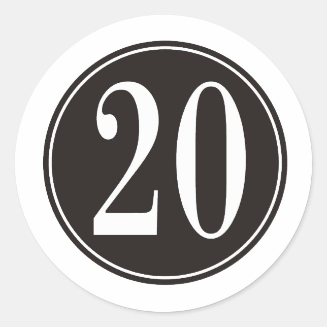 #20 Black Circle (front) Classic Round Sticker (Front)