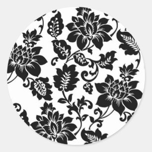 20 Black/Purple Floral Damask Envelope Seal