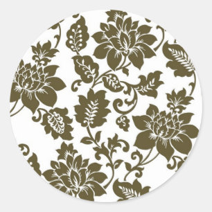 20 Brown/Blue Floral Damask Wedding Envelope Seal