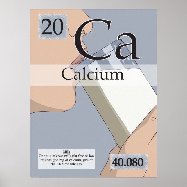 20. Calcium (Ca) Periodic Table of the Elements Poster (Front)