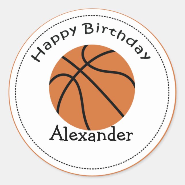 20 Customisable Cupcake Toppers Basketball Classic Round Sticker (Front)