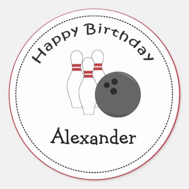 20 Customisable Cupcake Toppers Bowling Party Classic Round Sticker (Front)