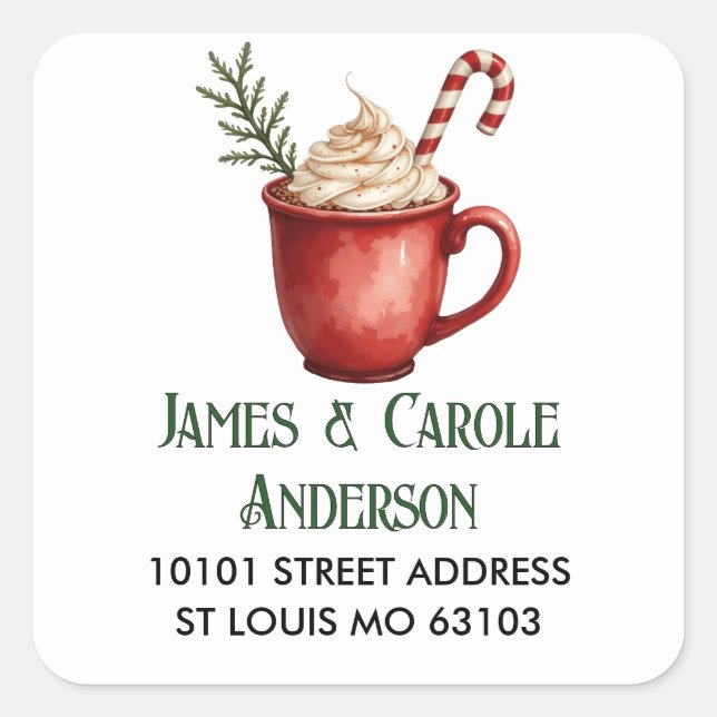 20 Cute Hot Chocolate Return Address Sticker (Front)
