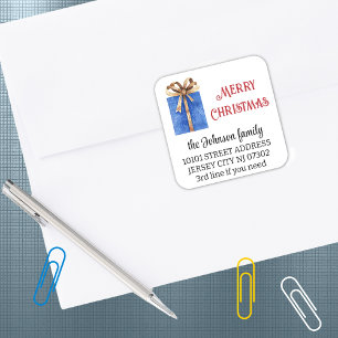 20 Elegant Name, Return Address Christmas Square Sticker