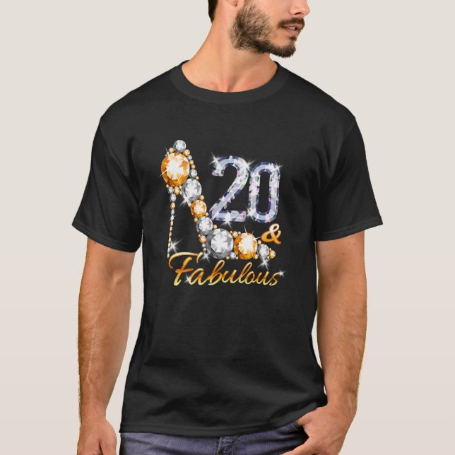 20 & Fabulous 20 Years Old 20th Birthday Diamond C T-Shirt (Front)