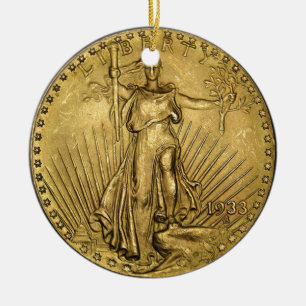$20 GOLD PIECE CERAMIC TREE DECORATION