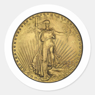 $20 GOLD PIECE CLASSIC ROUND STICKER